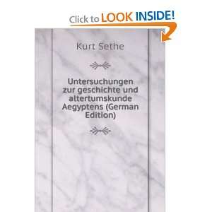   und altertumskunde Aegyptens (German Edition): Kurt Sethe: Books