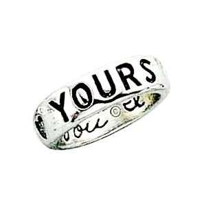  STERLING SILVER FOREVER YOURS BAND RING WITH I LOVE YOU 