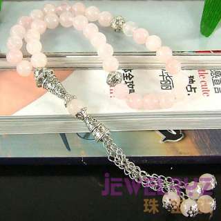 Rose quartz crystal Islamic Muslim 33 Prayer beads YT74  