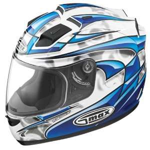  GMAX GM 68S Full Face Motorcycle Helmet White/Black/Blue w 