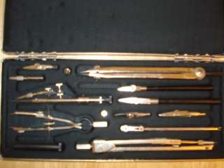  old 1980 years soviet russian case of drawing instruments нчк 14 