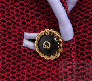 St. John Collection 2pc Fuchsia Black & Lilac Knit Jacket & Skirt Suit 