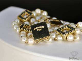 14k Yellow Gold Vintage Lucien Piccard Pearl Bracelet!!  