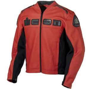 Icon Accelerant Mens Leather Street Motorcycle Jacket   Red / X Large