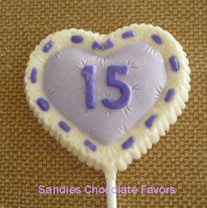 15 Number 15 Quinceanera Heart Chocolate Lollipops Favo  