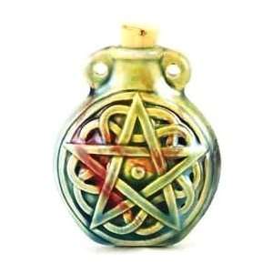 Pentagram Pentacle Raku Oil Bottle Amulet Five Pointed Star of David 