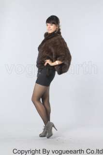 302 new real knitted mink fur brown shawl/cape/coat/outwear  