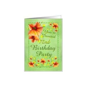  72nd Birthday Party Invitations Apricot Flowers Card Toys 