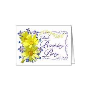  72nd Surprise Birthday Party Invitations Yellow Daisy 