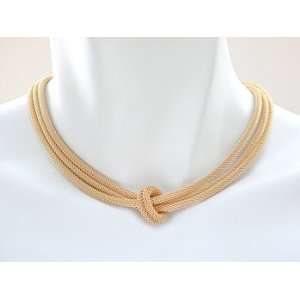  Gold 3 Strand Mesh Necklace with Floating Ring Erica Zap 