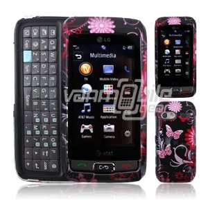  PINK BLACK BFLY CASE + LCD SCREEN PROTECTOR for LG VU PLUS 