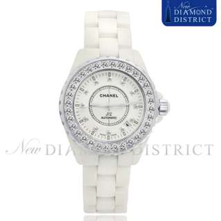 UNISEX CHANEL J12 DIAMOND DIAL WHITE CERAMIC 38MM WATCH WITH A 3.50CT 