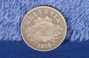 1876 B 10 Rappen Switzerland Coin  