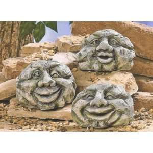  Funny Face Garden Rocks Set of 3 Garden Patio, Lawn 