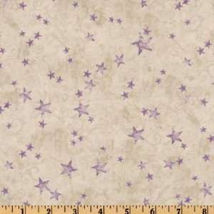 44 Wide Lilac Parade Star Light Purple/Cream Fabric By 