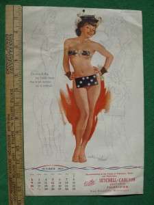 WITHERS HOLLYWOOD PINUP CALENDAR ART OCTOBER 1955 DOMINOES TELEVISION 