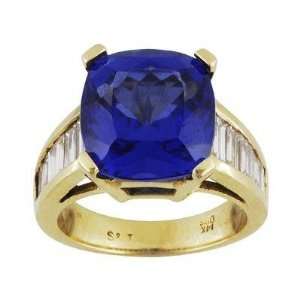  18K Yellow Gold Tanzanite and Diamond Heart Ring: Jewelry