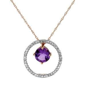  CleverSilvers 0.95.Ctw Amethyst 14K Gold Circle Necklace 