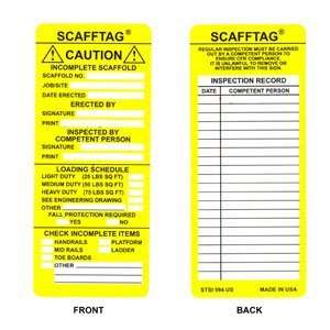  Brady Scafftag Yellow Caution Inserts