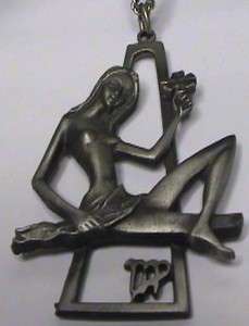 NOS 1974 CATHEDRAL ART PEWTER VIRGO PENDANT NECKLACE  