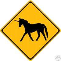 Unicorn Caution Yellow Road Sign  