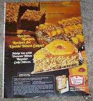 1968 ad Duncan Hines Pineapple Supreme Cake Mix recipe  