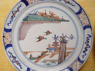 Dutch Delft Plate Chinoiserie 18th C. Marked  