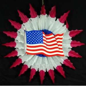   12 Spirit of America Paper Fans with US Flag 9579 60