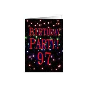  97th Birthday party invitation with fireworks Card Toys 