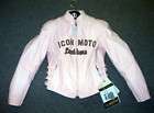 ICON BOMBSHELL PINK WOMENS LEATHER MOTORCYCLE JACKET  