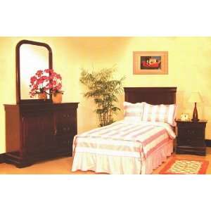   Style Cherry Brown Wood Twin Size Bed Bedroom Set: Furniture & Decor
