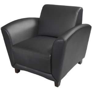  Santa Cruz Leather Lounge Chair Color Almond with Black 