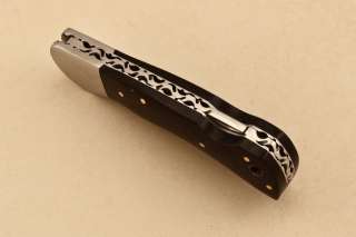 CUSTOM MADE DAMASCUS FOLDING KNIFE: BUFFALO HORN (LOCK BACK) TS 307 
