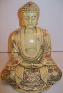Sitting Meditation Buddha Statue Natural Color Resin   