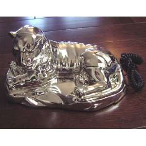   Tone Silver Tone Real Phone Telephone Featuring a Panther Electronics