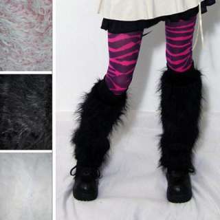 White SKINNY Short Furry Fluffies Fur Leg Warmers Boot Covers Gogo 