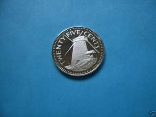 LIGHTHOUSE BARBADOS 1973 PROOF 25 CENTS COIN SHARP  