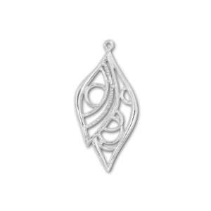  Silver Plated Pewter Two Leaf Cutout Pendant Arts, Crafts 