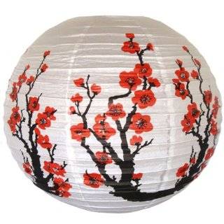 Red Sakura (Cherry) Flowers White Color Chinese/Japanese Paper Lantern 