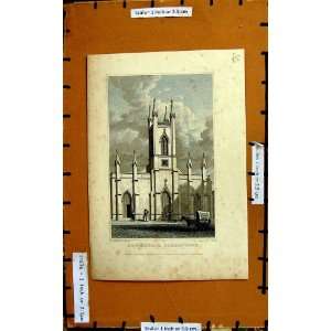  1827 View New Church Somers Town Architecture Print