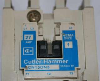 Cutler Hammer   NEMA Size 1 CONTACTOR 10HP 27A CN15DN3  