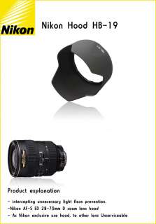 Brand New Nikon HB 19 Lens Hood for AF S ED 28 70mm D  