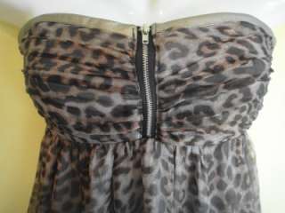2b Bebe Chantelle Leopard Bubble Dress Tube Top Zipper Metallic 