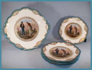 Antique Wurttemberg Porcelain 5 Cabinet Plates Set  