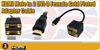 HDMI Male to 2 Dual DVI Female Adapter Splitter for PS3 Sky Xbox HD 
