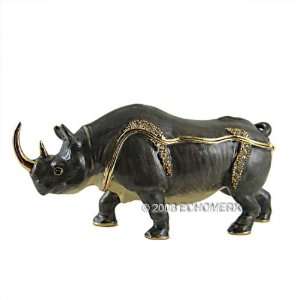  Rhinoceros Jewelry Trinket Box Jeweled: Home & Kitchen