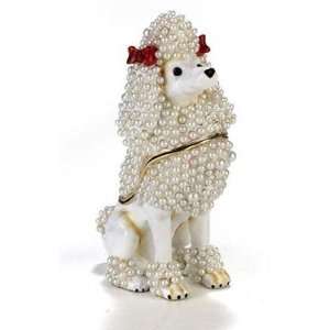   : Pearl White Poodle Bejeweled Jeweled Trinket Box 2: Home & Kitchen