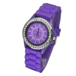 Classic Gel Silicone Quartz Wristwatches Jelly Watch w/ Crystal Men 