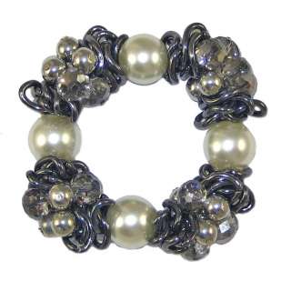   links clusters stretch fits most wrists silver tone hematite tone