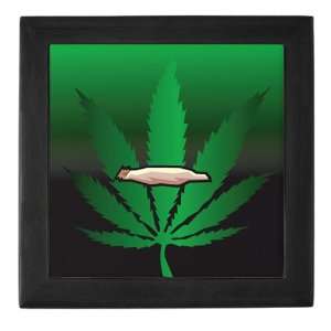    Keepsake Box Black Marijuana Joint and Leaf 